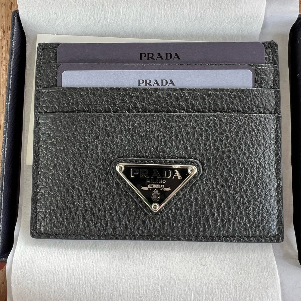 Prada Textured Black Card Holder